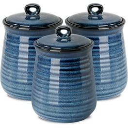 Sweejar 4-Piece Ceramic Canisters Set with Airtight Wooden Lid
