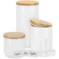 thumbnail image 1 of Kitchen Canisters with Bamboo Lids, Airtight Ceramic Canister Set, Coffee, Sugar, Tea, Flour Storage Containers, Farmhouse Kitchen Decor, 1 of 8