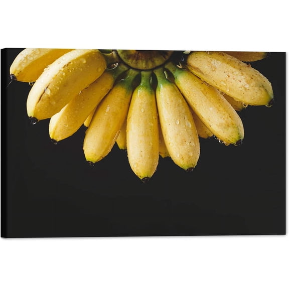 Kitchen Canvas Wall Art Banana Fruit Picture Dining Room Canvas Painting for Home Wall Decor, Banana Fruit Food Framed Artwork for Kitchen Restaurant Decoration Ready to Hang (12" Hx18 W)