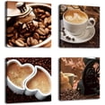 thumbnail image 1 of Kitchen Canvas Wall Art Coffee Bean Coffee Cup Coffee Grinder Canvas Pictures Large Modern Artwork Prints for Dining Room Home Decorations 12" x 12" x 4 Pieces Framed Ready to Hang, 1 of 6