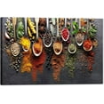 thumbnail image 1 of Kitchen Canvas Wall Art Couful Spice in Spoon Vintage Picture Dining Room Canvas Painting for Home Wall Decor, Spices Framed Artwork for Kitchen Restaurant Wall Decoration Ready to Hang (12" Hx18 W), 1 of 6