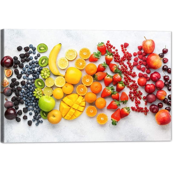 Kitchen Canvas Wall Art Fruit Picture Dining Room Canvas Painting for Home Wall Decor, Healthy Fruit Food Framed Artwork for Kitchen Restaurant Decoration Ready to Hang (12" Hx18 W)