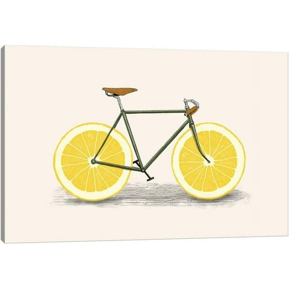 Kitchen Canvas Wall Art Lemon Bike Picture Dining Room Canvas Painting for Home Wall Decor, Lemon Bicycle Framed Artwork for Kitchen Restaurant Decoration Ready to Hang (12" Hx18 W)