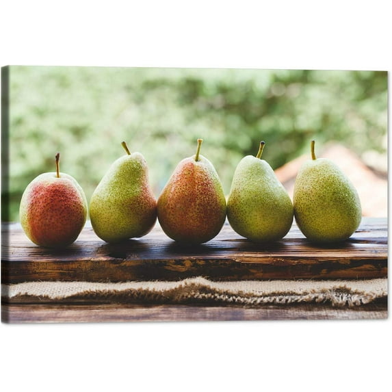 Kitchen Canvas Wall Art Pear Fruit Food Picture Dining Room Canvas Painting for Home Wall Decor, Pear Fruit Framed Artwork for Kitchen Restaurant Decoration Ready to Hang (12" Hx18 W)