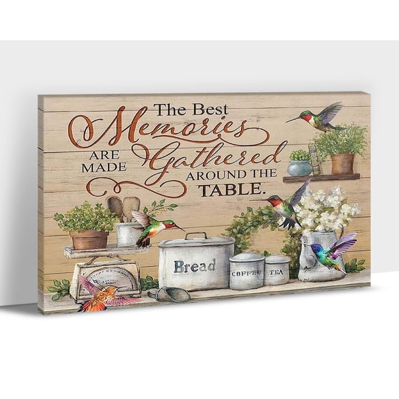 Kitchen Canvas Wall Art Rustic Farmhouse Kitchen Scene Prints - Custom Name Framed Canvas Decor for Dining Room Ready to Hang