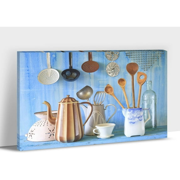 Kitchen Canvas Wall Art - Rustic Kitchen Pictures for Wall Decor, Farmhouse Kitchen Scene Pictures For Kitchen, Kitchen Art Picture Framed Canvas Print For Dining Room 12x18