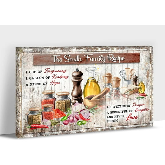 Kitchen Canvas Wall Art - Rustic Kitchen Pictures for Wall Decor, Farmhouse Kitchen Scene Pictures For Kitchen, Name Customized Kitchen Art Picture Framed Canvas Print For Dining Room 12x18