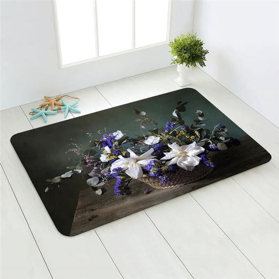 Kitchen Carpet Entrance Doormat Hallway Balcony Floor Mat Landscape Flowers Pattern Bathroom Non-Slip Water Absorption Rug