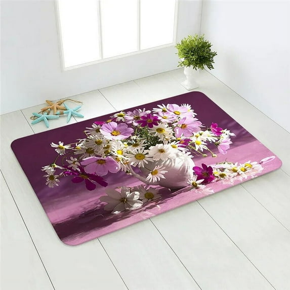 Kitchen Carpet Entrance Doormat Hallway Balcony Floor Mat Landscape Flowers Pattern Bathroom Non-Slip Water Absorption Rug