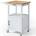 thumbnail image 1 of Kitchen Cart, Aiho Kitchen Island on Wheels with Single Door Cabinet for Dinning Room and Kitchen- White, 1 of 7