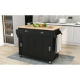 thumbnail image 1 of Kitchen Cart With Black Finish. Drop Counter & Storage. 4 Wheels, 2 Lockable. Sliding Barn Door For Organized Storage Cabinet, Door, Smooth Black, L52.2xw30.5xh36.6 Inch, 1 of 6