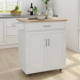 thumbnail image 1 of Kitchen Cart Rolling Kitchen Island with 1 Drawer, 2 Doors, Adjustable Shelves, Towel Rack and Seasoning Rack, Versatile White Kitchen Island for Storage & Home Decor, 1 of 10