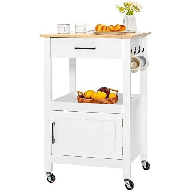 Kitchen Cart with Small Kitchen Island on Wheels w/Drawer 3 Rolling