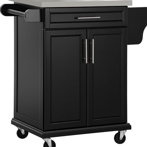 Kitchen Cart on Wheels | Used for Food Cutting and Spice Storage | Built from Solid MDF Topped with Stainless Steel | Resolves Storage and Transport Challenges