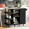 Kitchen Cart with Wood Drop Top and 3 Drawers Rolling Mobile Kitchen