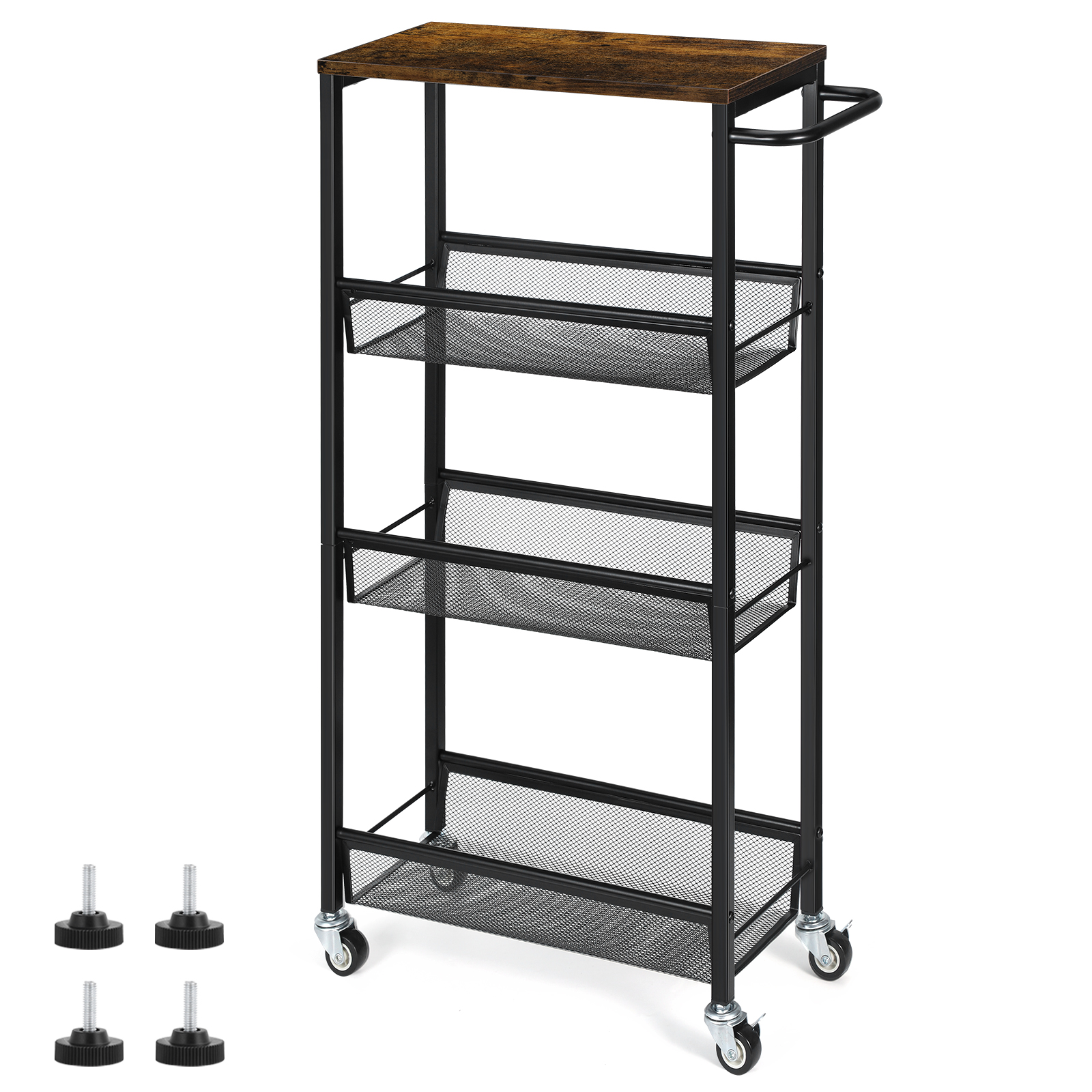 Kitchen Cart on Wheels, 4 Tier Metal Moveable Kitchen Cart with Storage