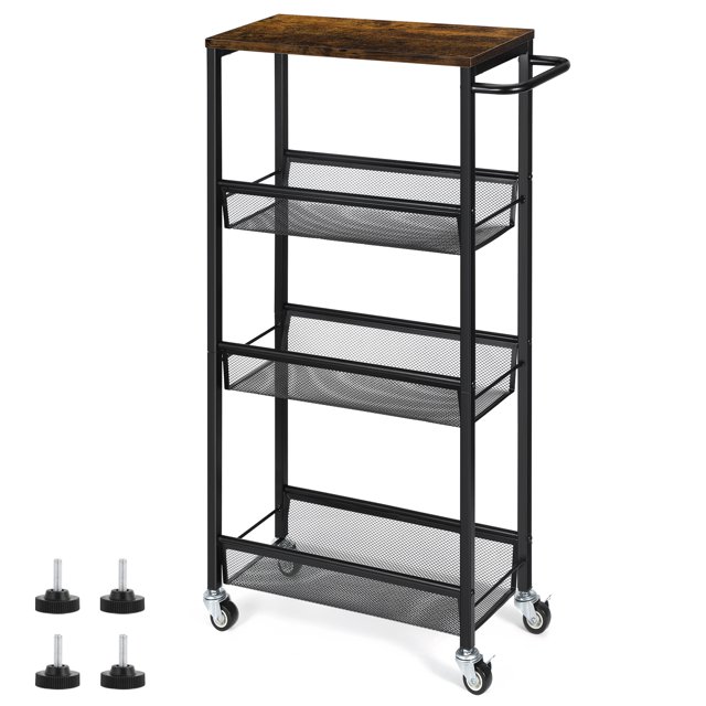 Kitchen Cart on Wheels, 4 Tier Metal Moveable Kitchen Cart with Storage