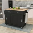 Kitchen Cart with DropLeaf Countertop, Sliding Barn Door, & Storage