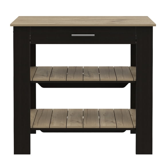 Kitchen Carts, 1-Drawer 2-Shelf Kitchen Island Wenge and Light Oak, Wenge Kitchen Islands,Particle Board Metal Kitchen Carts, Furniture Dining Furniture Kitchen Islands & Carts