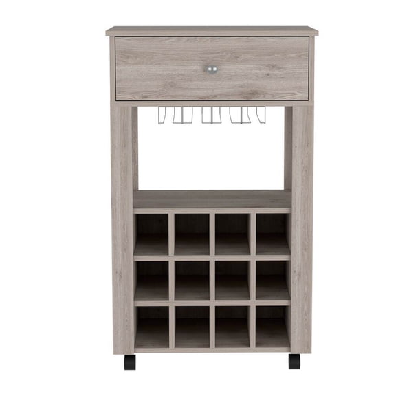 Kitchen Carts, DEPOT E-SHOP Margh Bar Cart Drawer, Light Gray, Gray Kitchen Islands,Particle Board Metal Kitchen Carts, Furniture Dining Furniture Kitchen Islands & Carts
