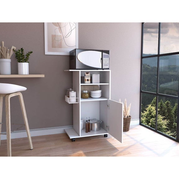 Kitchen Carts, Kitchen Cart Kryot, Single Door Cabinet, Four Casters, White Finish, White Kitchen Islands,Particle Board Metal Kitchen Carts, Furniture Dining Furniture Kitchen Islands & Carts