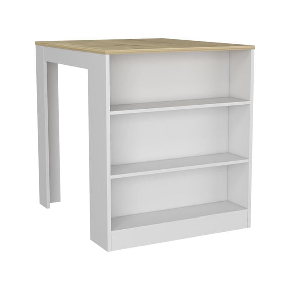 Kitchen Carts, Kitchen Counter Dining Table Toledo, Kitchen, White / Light Oak, White + Light Oak Kitchen Islands,Particle Board Metal Kitchen Carts