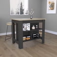 thumbnail image 1 of Kitchen Carts, Kitchen Island, kitchen table 35" H, Four Legs, Three Open Storage Shelves, Black / Light Oak, Multicolor Kitchen Islands,Particle Board Metal Kitchen Carts, 1 of 5