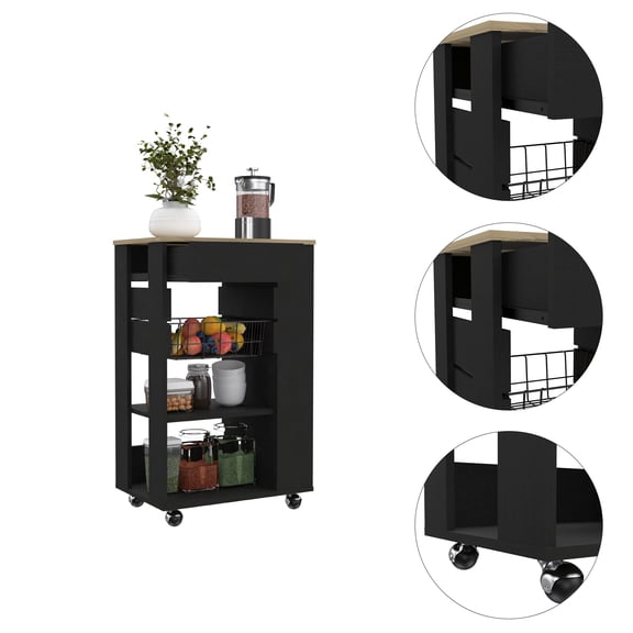 Kitchen Carts, Wenge and Light Oak 5-Shelf 1-Drawer Kitchen Cart, Wenge Kitchen Islands,Particle Board Metal Kitchen Carts, Furniture Dining Furniture Kitchen Islands & Carts