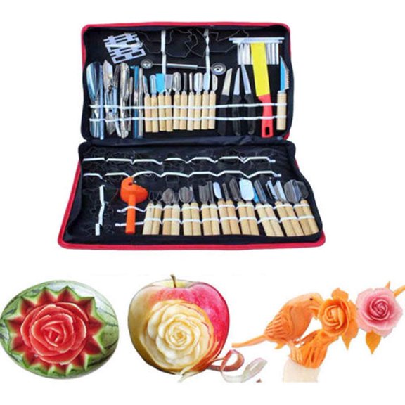 Kitchen Carving Knife Set 80Pcs Peeling Cutting Tool Kit Fruit Vegetable Food Cutter Shaping Chef DIY Tools with Carrying Case