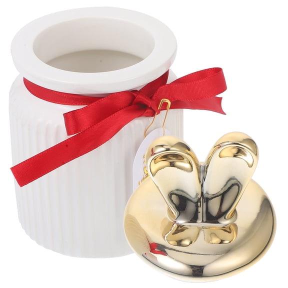 NIAIZEK White Ceramic Kitchen Storage Jar with Lid and Bowknot for Food Sealing, Preservation, and Countertop Organization