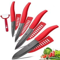 Kitchen Ceramic Knife Set Pro Chef Knife with Sheaths, Sharp Rust Proof Stain Resistant (6" Chef Knife, 5" Utility Knife, 4" Fruit Knife, 3" Paring Knife, One Peeler)