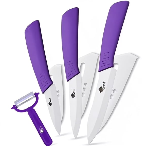4-Piece Ceramic Knife Set Kitchen Chefs Paring Knife with Cover 3" 4" 5" Utility Knife for Fruit Vegetable