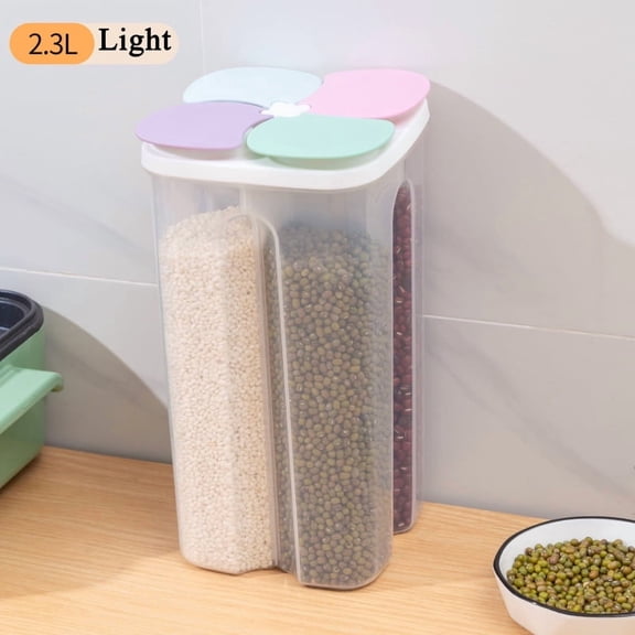 Kitchen Cereals Storage Box Plastic 4 grids Cereals Sealed Jar Food Container Moisture-proof Grain Tank Spaghetti Keep Fresh Box