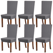 Kitchen Chair Covers for Dining Room Set of 6, Stretch Spandex Dining Room Chair Slipcovers Removable Washable Parsons Chair Covers Protector for Kitchen Dining Room Hotel Ceremony, Gray