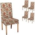 thumbnail image 1 of Kitchen Chair Covers Set of 4, Batik Red Boho Print Floral Printed Chair Cover Elastic Washable Chair Cover for Kitchen Home or Party, 1 of 4