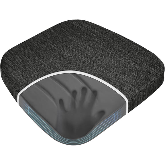 Kitchen Chair Cushions, Dual-Layer Patented Design Molded Memory Foam Dining Chair Pads with Ties and Washable Cover, 17" x 16" x 2", Black