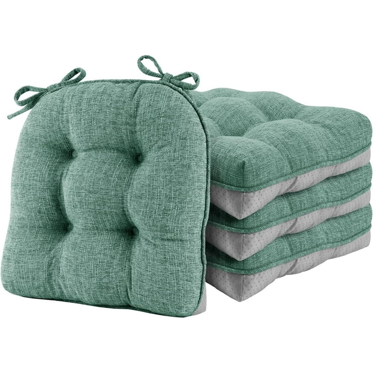 Kitchen Chair Cushions Set of 4 Non Slip Chair Cushions for Dining Chairs Shredded Memory Foam Chair Pads with Ties Tufted Dining Chair Cushions 15.5 x 15.5