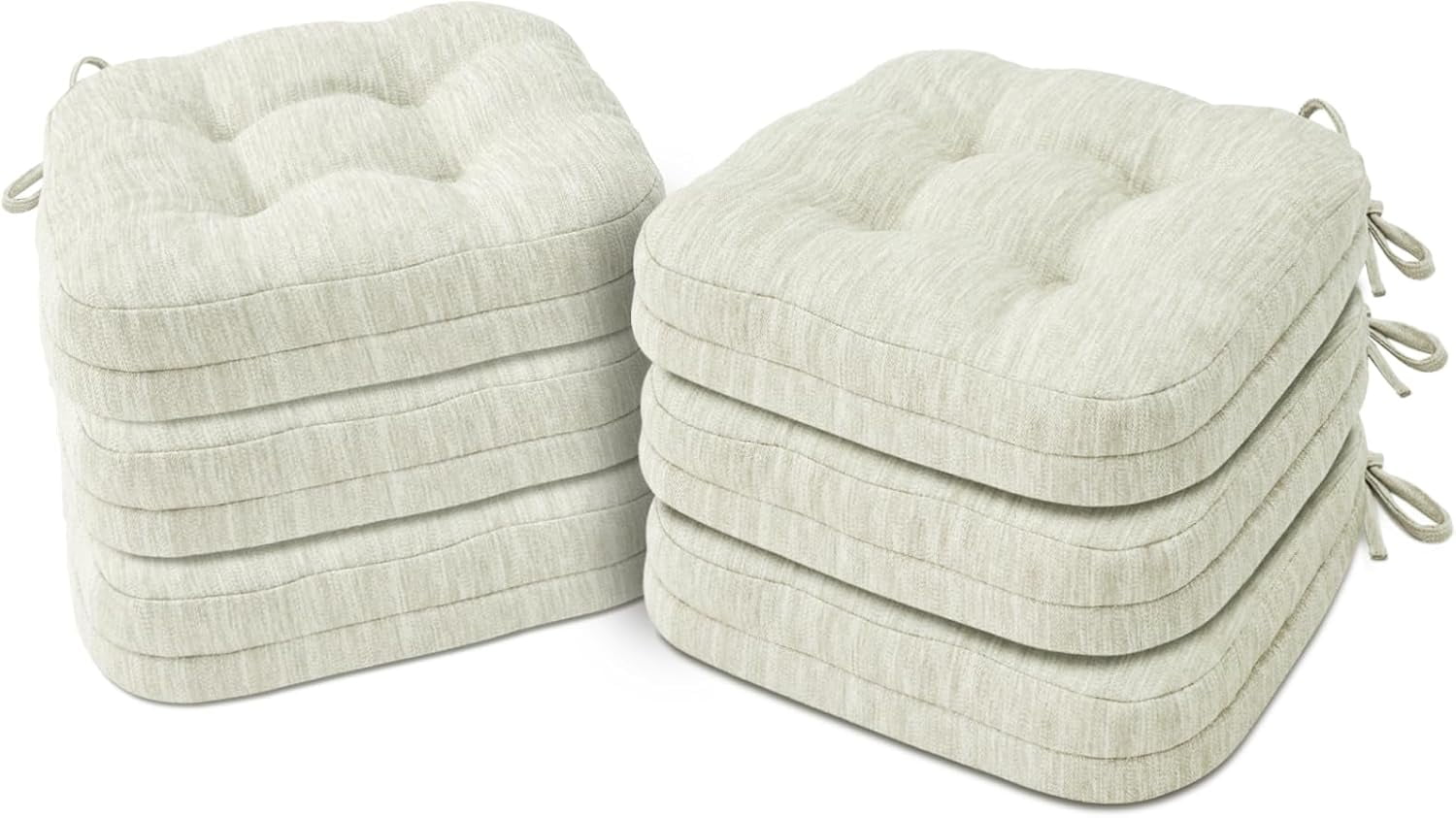 Kitchen Chair Cushions Set of 6, Dual-Layer Memory Foam Dining Chair ...