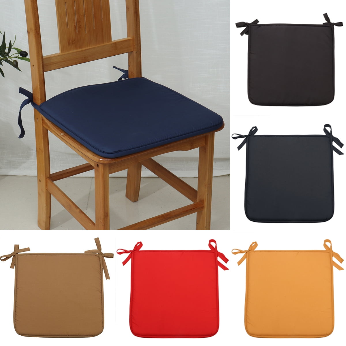 Gerbrief Student Solid Color Thicken Removable Non-Slip Dining Room Indoor  Outdoor Chair Cushions, Seat Pad Chair Pad with Ties for Soft Chair Cushion