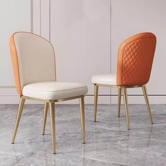 Kitchen Chairs Curved Backrest Upholstered Mid Century Modern Dining Chairs with Golden Metal Legs,Dining Table Chairs Restaurant Coffee Chairs