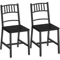Kitchen Chairs Set of 2, Wooden Dining Room Chairs with Metal Frame, Dining Chairs with Back, Easy to Assemble, Farmhouse Dining Chairs for Kitchen, Living Room, Black