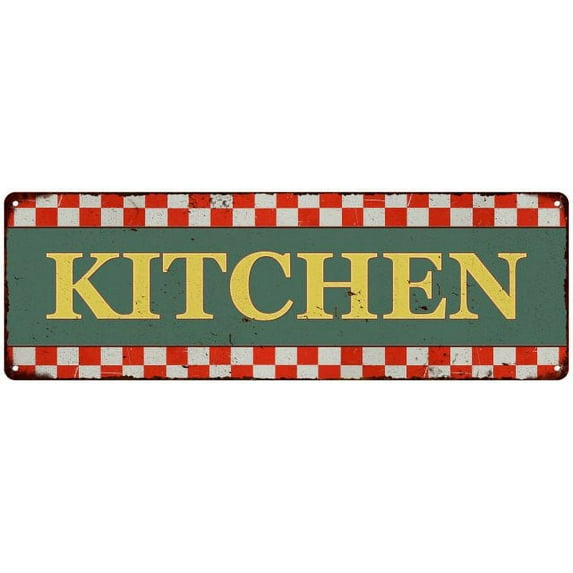 Kitchen Checkerboard Country Style Vintage Metal Sign 8x24 108240075002