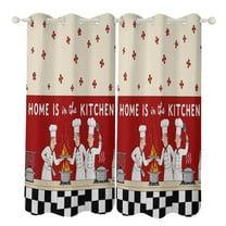 Kitchen Chef Pattern 2 Panels Blackout Curtains for Bedroom Living Room Drapes Kitchen Room Window Curtain Grommet