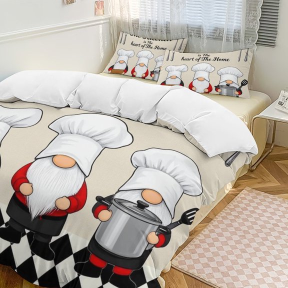 Kitchen Chef Pattern Bedding Set Duvet Cover Couple Bedclothes Pillowcase Customized Home Textiles Bed Set for Full Size