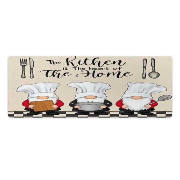 Kitchen Chef Pattern Kitchen Mats Pvc 2PCS, Non-Slip Kitchen Pvc Mats And Rugs,Cushioned Anti Fatigue Standing Mat for Home