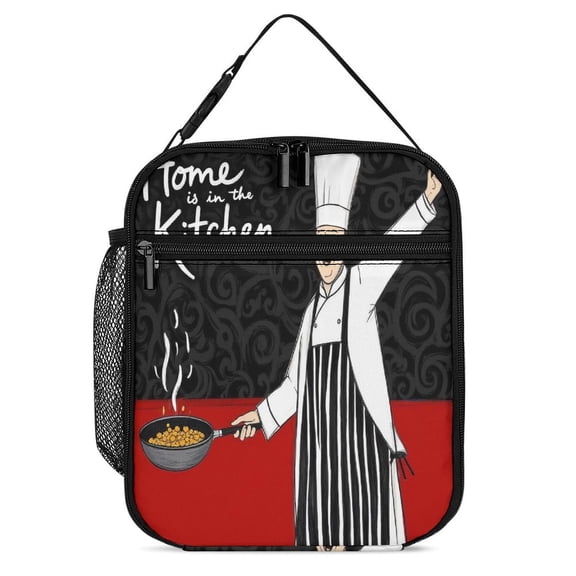 Kitchen Chef Pattern Portable Lunch Boxes Women Waterproof Thermal Cooler Food Insulated Lunch Bag