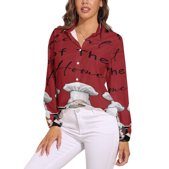 Kitchen Chef Red White Black Plaid Long Sleeve Blouse Woman Streetwear Casual Shirts Summer Oversize Woman Streetwear Clothing Birthday Present