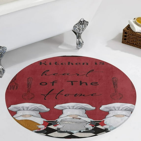 Kitchen Chef Red White Black Plaid Round Carpet Circle Rug Outdoor Patio Area Rug Washable Large Area Rugs Hallway Room Decor Fitness Mats