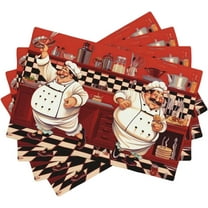 Kitchen Chef Table Placemats Set of 4 Abstract Funny Chef Kitchen Cook Chef with Gourmet Theme Indoor Outdoor Table Placemat for Holiday Banquet Kitchen Table Decor