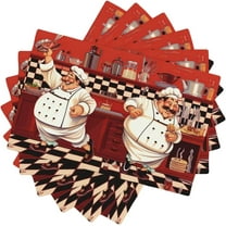 Kitchen Chef Table Placemats Set of 6 Abstract Funny Chef Kitchen Cook Chef with Gourmet Theme Indoor Outdoor Table Placemat for Holiday Banquet Kitchen Table Decor